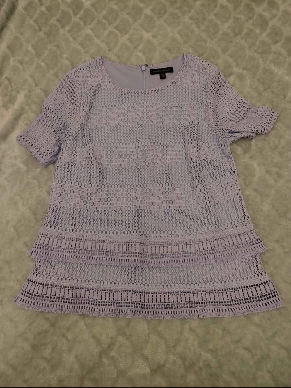 Banana Republic Lace Overlay Short Sleeve Top - Lavender